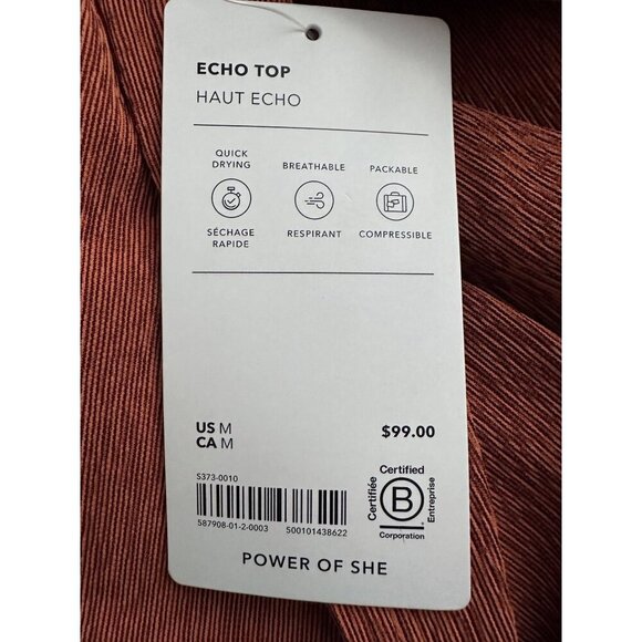 NWT Athleta Echo Top Button Quick Dry Breathable Boxy Retro 70s Burnt Orange - Picture 6 of 14